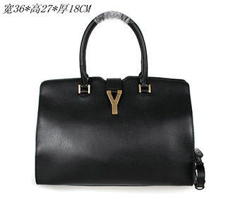 YSL medium cabas chyc calfskin leather bag 8337 black - Click Image to Close